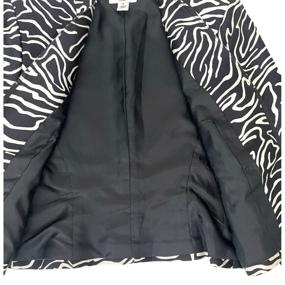 Cropped Zebra Print Silk Wool Zip Front Blazer Jacket Talbots 6 - Picture 5 of 16